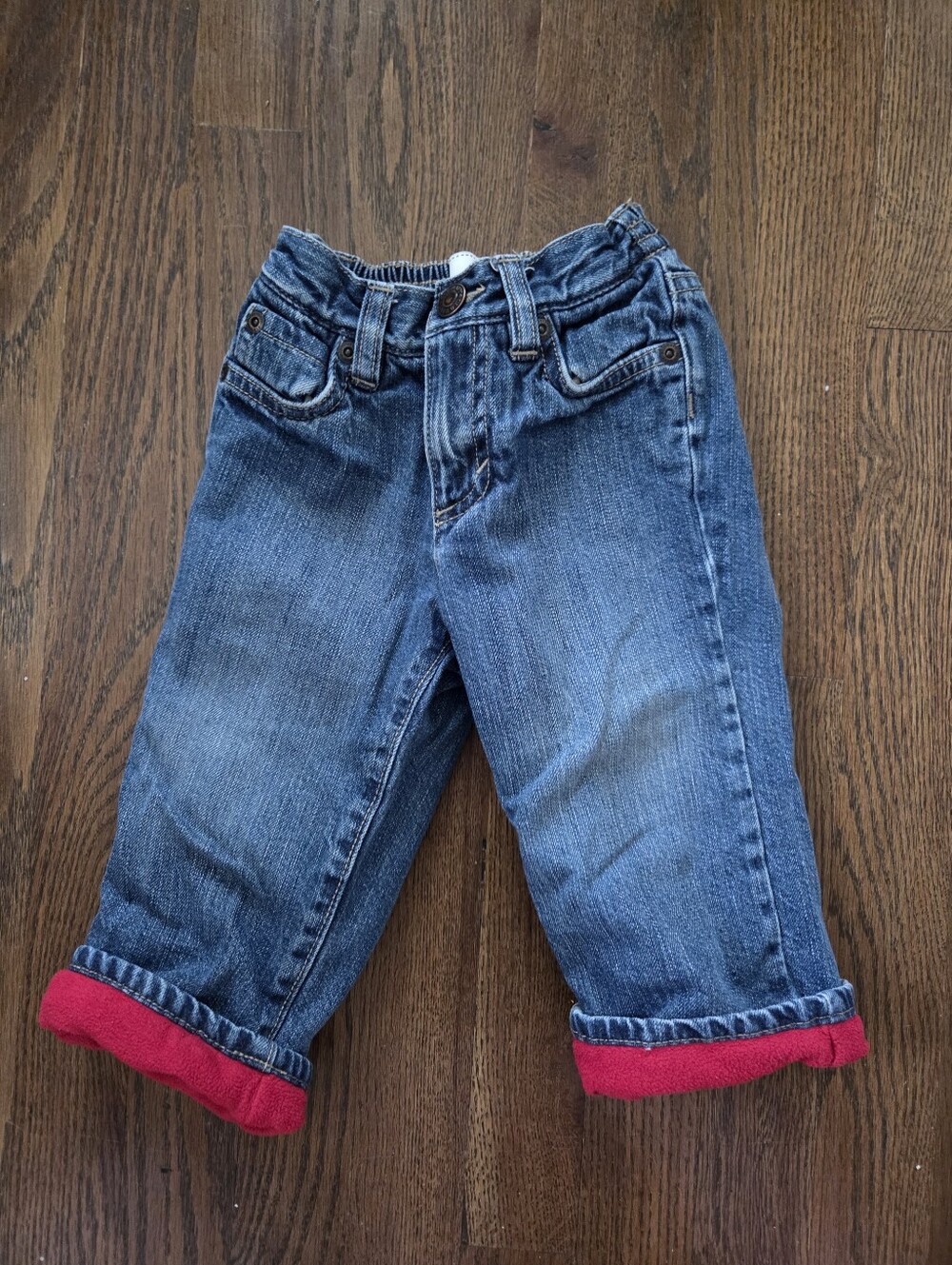 Old Navy Boys 18/2M Red Fleecr Lined Jeans